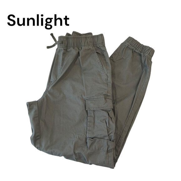 No Boundaries Men Elastic Waist Cargo Joggers Olive Green Size 28-30 Relaxed Fit - Picture 1 of 13